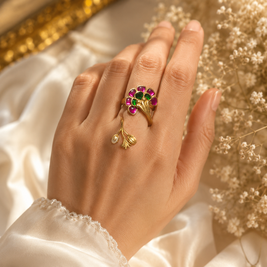 Gari Jadau Designer ring ( adjustable size)
