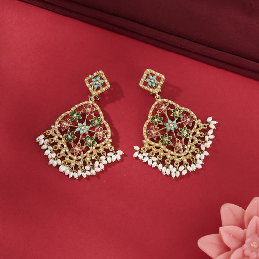 RIDDHI JADAU STYLE EARRINGS WITH GOLDEN POLISH