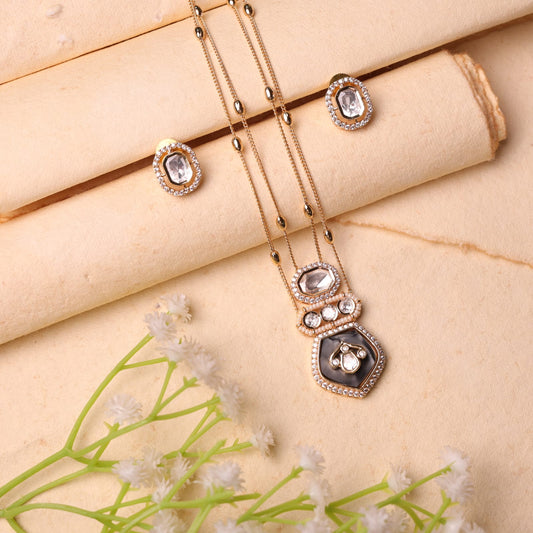 Mitali Moissanite Pendant Set wth Grey  Stone