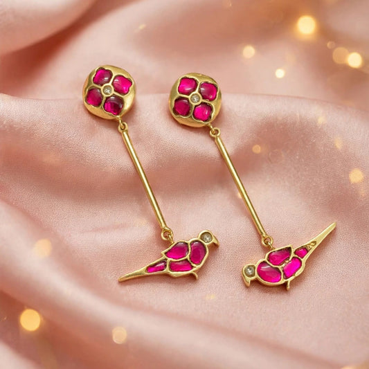 Fusion bird earrings
