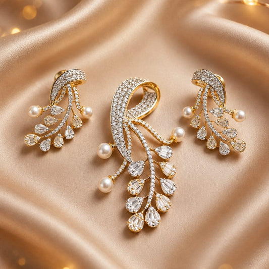 Aloha CZ jewellery set with pearls