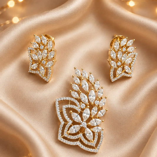 Flower of Marquise CZ pendant set