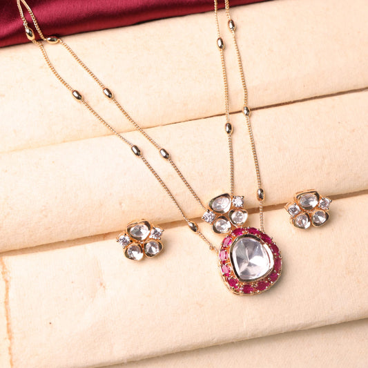 RUBY MOISSANITE SET WITH DOUBLE ITALIAN CHAIN