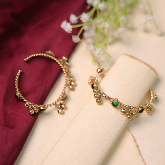 Chan-Chan Bangles with Green stone ( adjustable size)