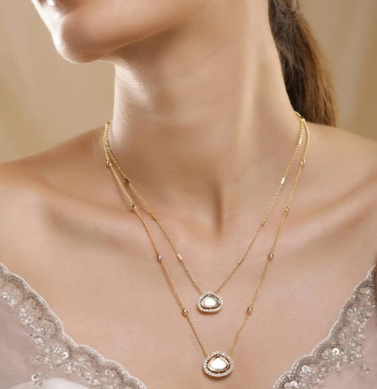 DOUBLE LINE MOISSANITE PENDANT SET