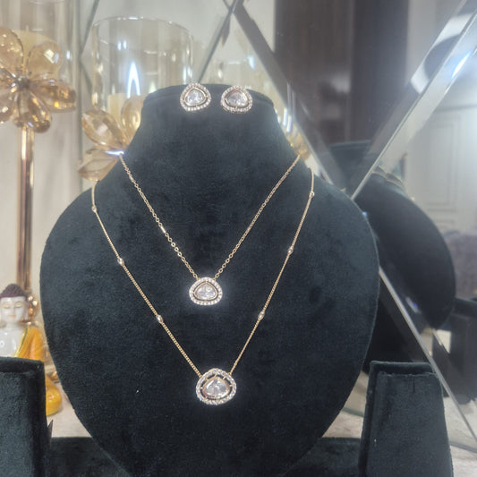 DOUBLE LINE MOISSANITE PENDANT SET