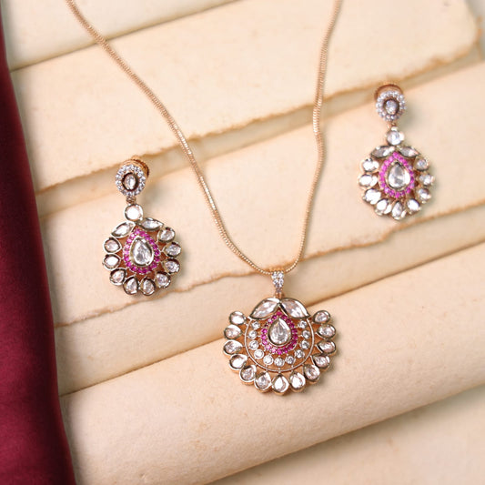 Masoom  Moissanite Pendant Set ( Red)