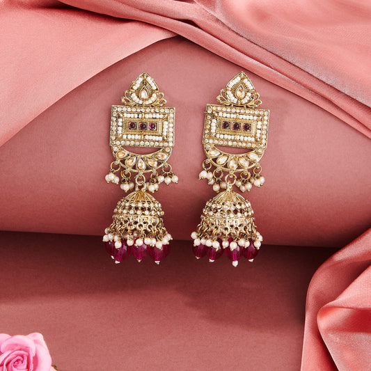 MAHEK JHUMKA EARRINGS WITH PURPLE BEADS
