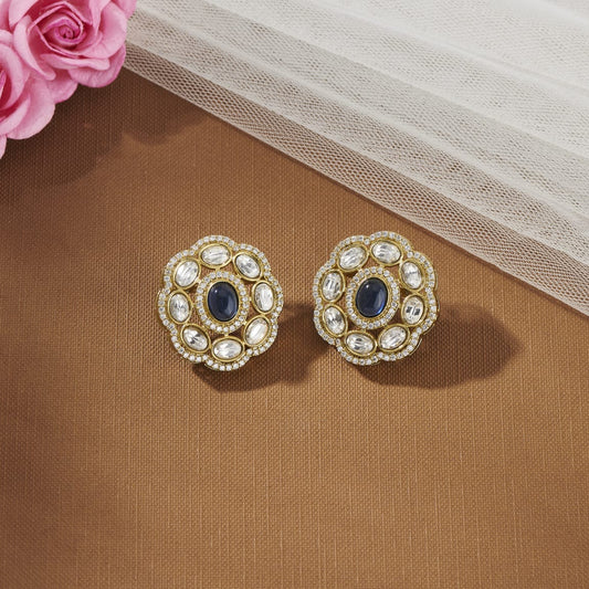 PRIYANKA KUNDAN STUDS WITH BLUE STONE