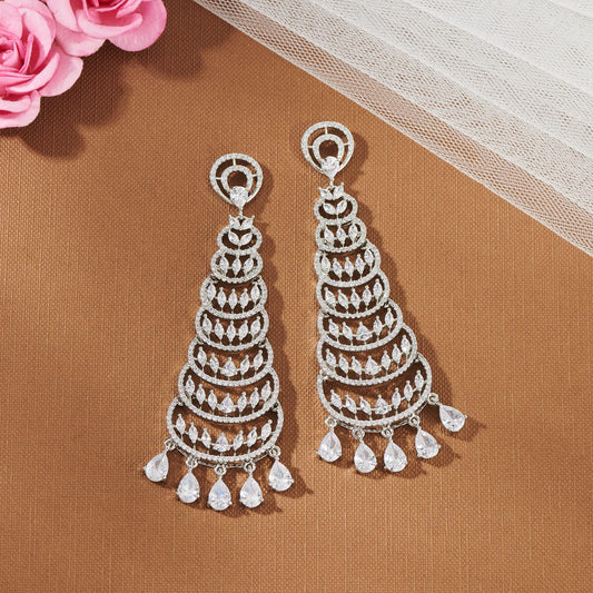 PRISHA ZIRCONIA EARRINGS WITH RODIUM POLISH