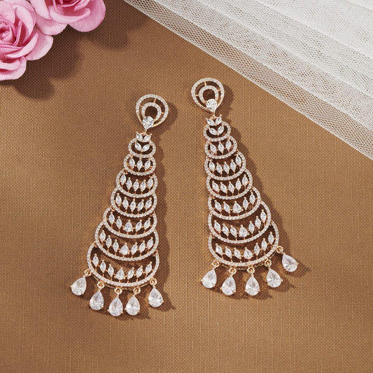 PRISHA ZIRCONIA EARRINGS WITH ROSE GOLD POLISH