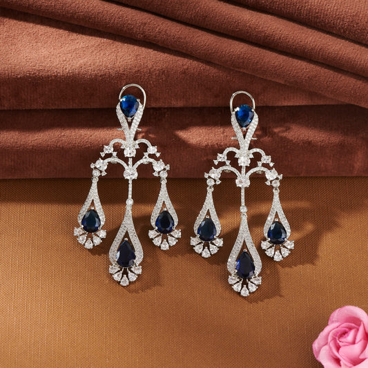 NEHA ZIRCONIA DANGLER EARRINGS WITH BLUE STONES