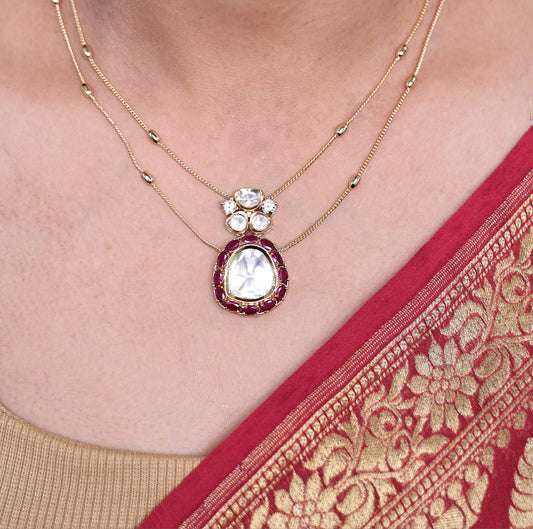 RUBY MOISSANITE SET WITH DOUBLE ITALIAN CHAIN