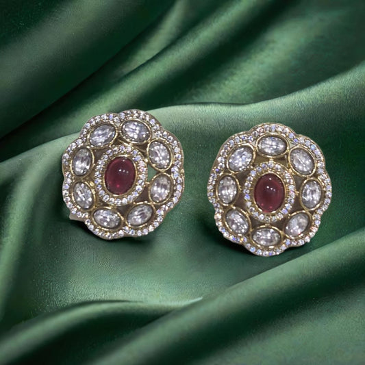 PRIYANKA KUNDAN STUDS WITH PINK STONE