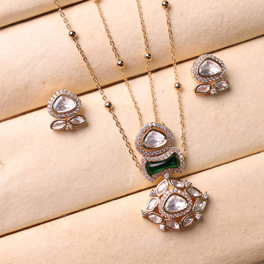 Mishi Moissanite Pendant Set with Green Stone