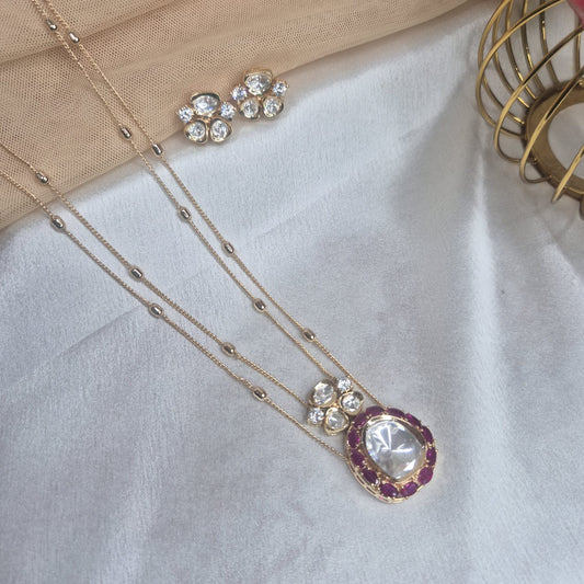RUBY MOISSANITE SET WITH DOUBLE ITALIAN CHAIN