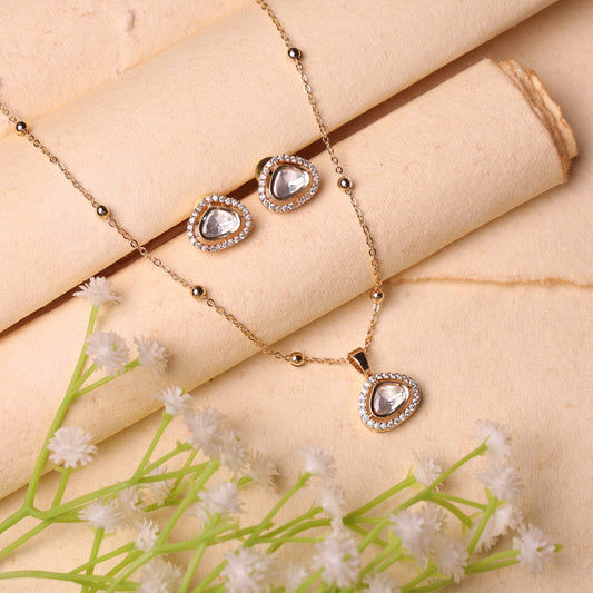 Single Line Moissanite Pendant Set