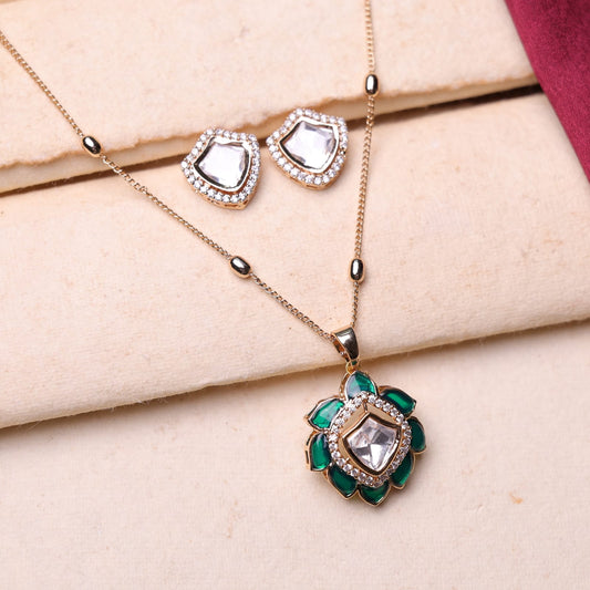 Veda Moissanite Pendant Set (Green)