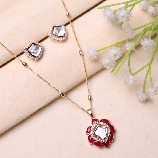 Veda Moissanite Pendant Set (Red)