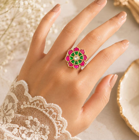 Jadau Flower Ring