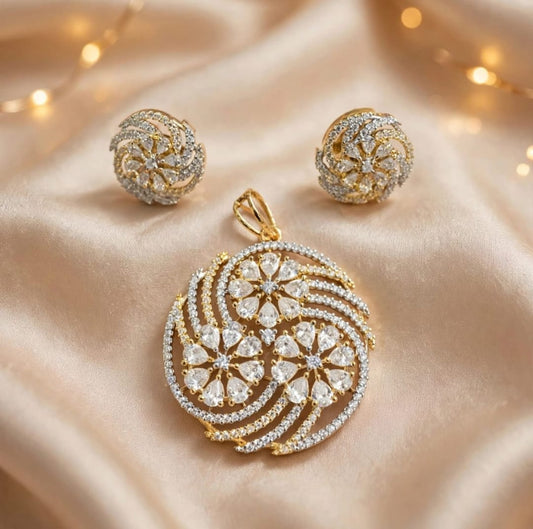Blooming Flower CZ pendant set
