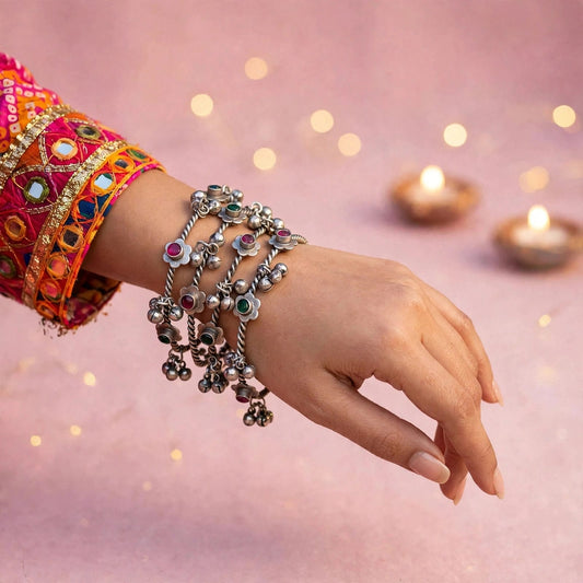 Chan-Chan Silver Bangles (adjustable size)