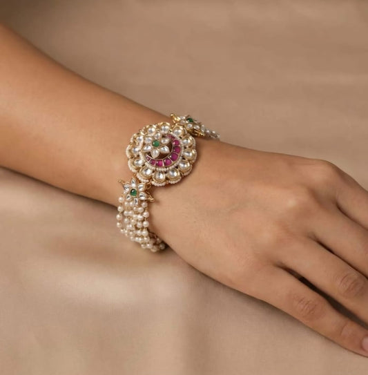 Kanika  Pearl Braclet ( Ruby Red)