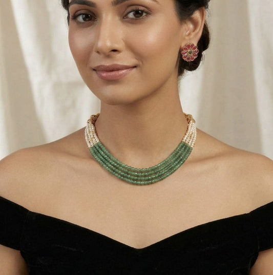Green Beads and Moti Set