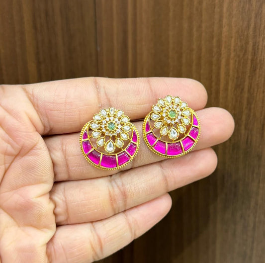 Jadau stud earrings, view 2