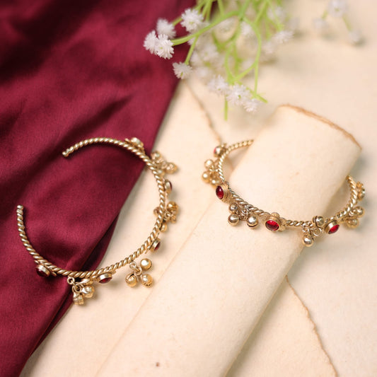 Adjustable Chan-Chan Bangles with Red stone