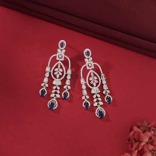 NEELAM ZIRCONIA DANGGLERS WITH BLUE STONE EARRING