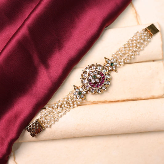 Kanika  Pearl Braclet ( Ruby Red)