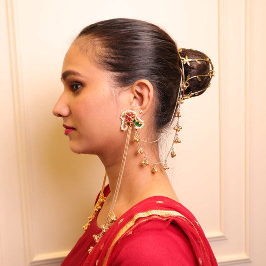 Veda Ghungroo Earring with Ear chain