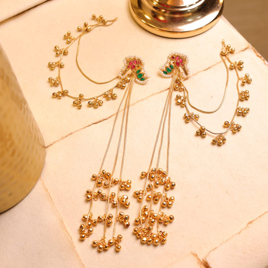 Veda Ghungroo Earring with Ear chain