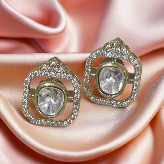 PINKY MOSSANITE STUDS WITH CZ