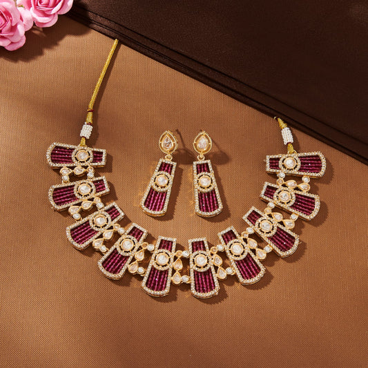 HEER KUNDAN SET WITH RANI PINK PEARLS & CZ STONES