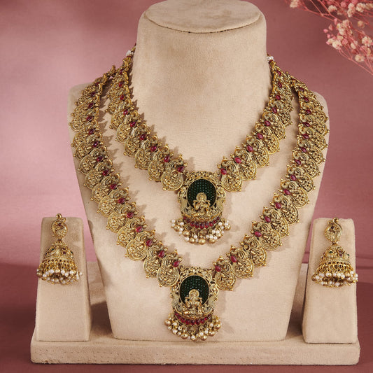 BRIDAL MANAT DOUBLE TEMPLE JEWELLERY SET