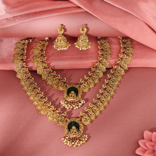 BRIDAL MANAT DOUBLE TEMPLE JEWELLERY SET