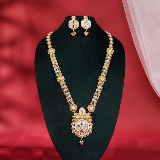 LONG MEGHNA RAJWADI NECKLACE WITH MOTHER OF PEARL