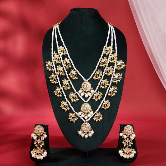 LONG TRIPLE LAYER KUNDAN & PEARL AVNI SET