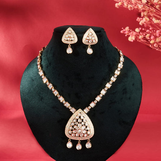 EXQUISITE MOISSANITE POLKI NECKLACE SET WIT HANDCRAFTED MEENAKARI DETAILING
