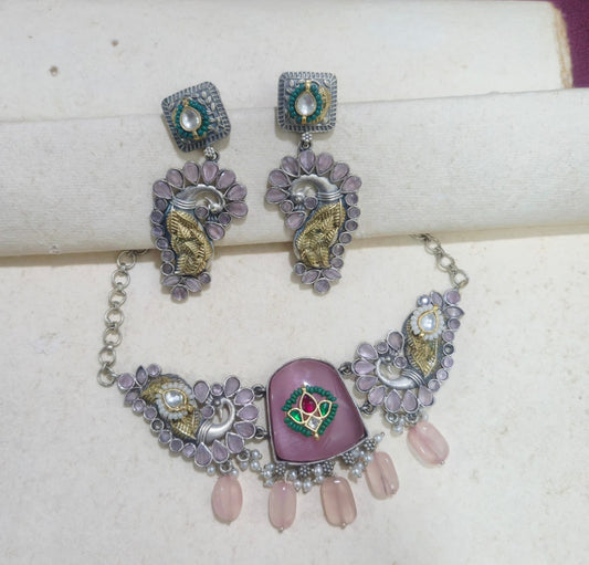 Kareena German Silver Fusion Set