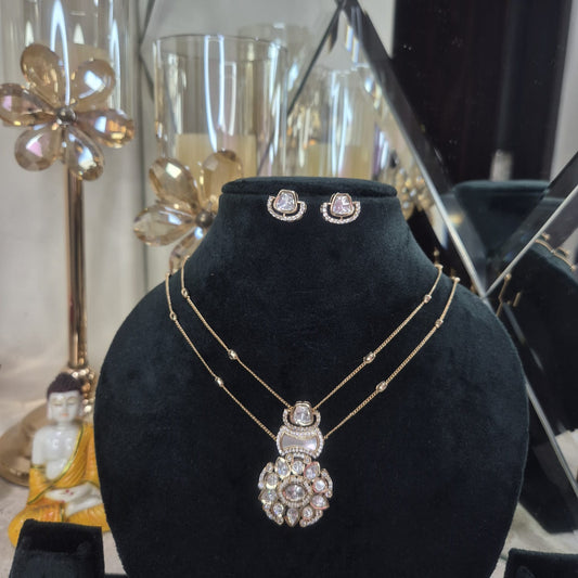 AKANSHA MOISSANITE PENDANT SET WITH MOTHER-OF-PEARL STONE