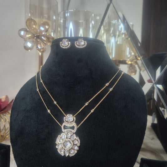 AKANSHA MOISSANITE PENDANT SET WITH EMERALD GREEN STONE