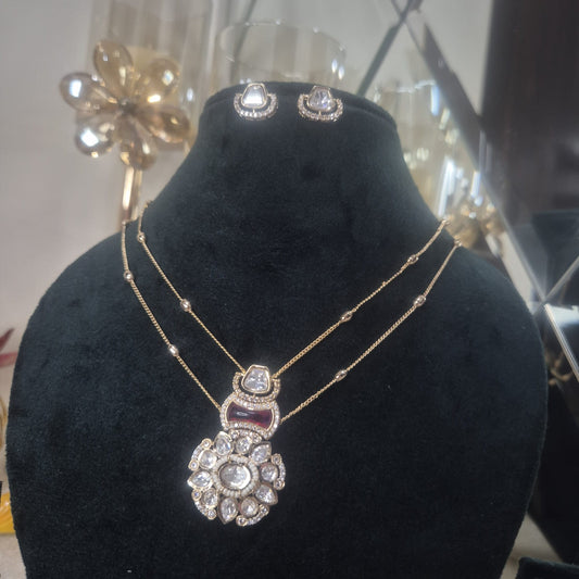 AKANSHA MOISSANITE PENDANT SET WITH RUBY RED STONE
