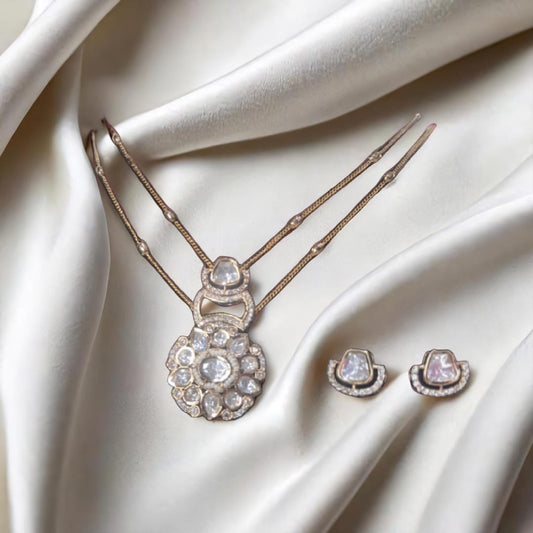 AKANSHA MOISSANITE PENDANT SET WITH MOTHER-OF-PEARL STONE