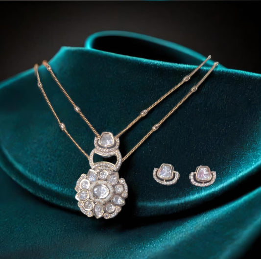 AKANSHA MOISSANITE PENDANT SET WITH EMERALD GREEN STONE