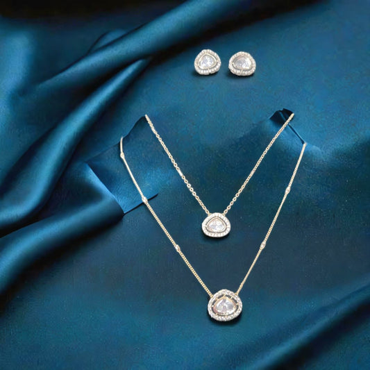 DOUBLE LINE MOISSANITE PENDANT SET