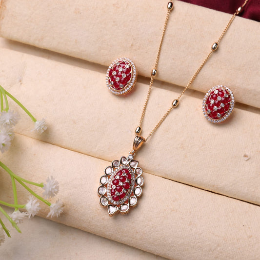 Meenu Pendant Set ( Red)