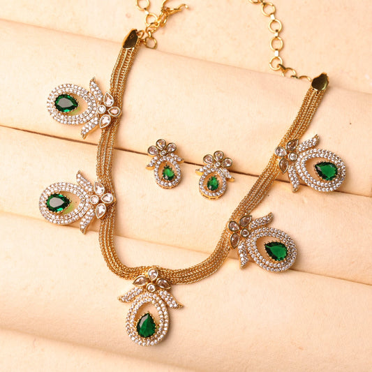 Mitali Green Emerald Set